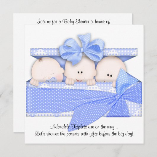 ブルートリプレットベビーシャワー招待状発表 招待状 (正面/裏面)