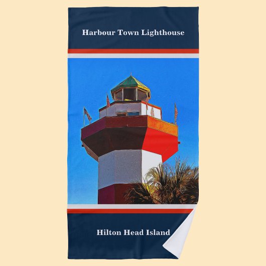 ブルートリミングヒルトンヘッドハーバータウンライトハウス ビーチタオル