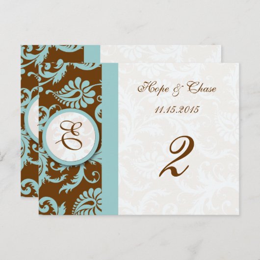 ブルートリムダマスク渦巻き旋回テーブル番号カード ポストカード (正面/裏面)