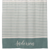 ブルートルコストライプ語文字 |ファームハウス風呂 シャワーカーテン (正面)