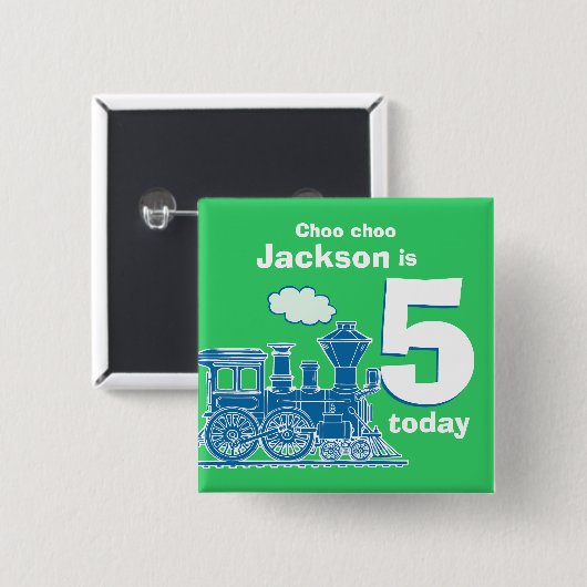 ブルートレインの誕生日の名前と年齢5グリーンバッジ 缶バッジ (正面&裏面)
