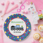 ブルートレインエンジン及び石炭車誕生日 ペーパープレート (パーティー)