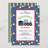 ブルートレインエンジン及び石炭車誕生日 招待状 (正面/裏面)