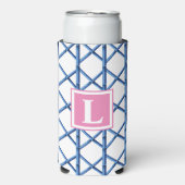 ブルートレリス竹名門私立校風の模様モノグラム スリム缶クーラー (Seltzer正面)