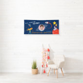 ブルートレンディー宇宙ロケット惑星子供の誕生日 横断幕 (インサイチュ)