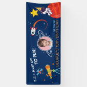 ブルートレンディー宇宙ロケット惑星子供の誕生日 横断幕 (縦)