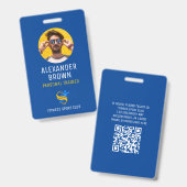 ブルートレーナーロゴフォトQRコード従業員ID バッジ (正面＆裏面)