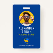 ブルートレーナーロゴフォトQRコード従業員ID バッジ (正面)