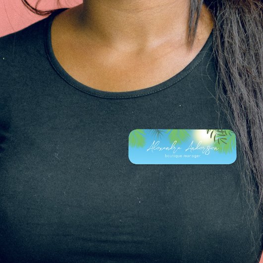 ブルートロピカルサマースカイモダンスクリプトカスタム 名札