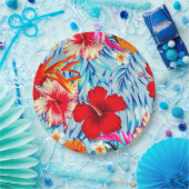 ブルートロピカルハイビスカス花紙プレート ペーパープレート (パーティー)