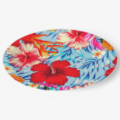 ブルートロピカルハイビスカス花紙プレート ペーパープレート (アングル)