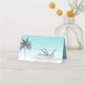 ブルートロピカルパームツリービーチ結婚式 プレイスカード (裏面)