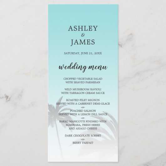 ブルートロピカルパームツリービーチ結婚式 メニュー (正面)