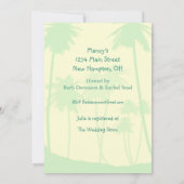 ブルートロピカルパームツリーブライダルシャワー 招待状 (裏面)