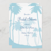 ブルートロピカルパームツリーブライダルシャワー 招待状 (正面/裏面)