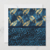 ブルートロピカルヒョウ印刷きらめくキンセアニラ 招待状 (裏面)