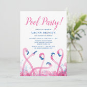 ブルートロピカルピンクフラミンゴ18thプール誕生日 招待状 (スタンド正面)