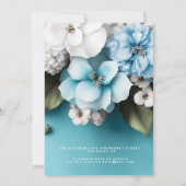 ブルートロピカルフラワーズゴールデングリッター誕生日 招待状 (裏面)