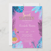 ブルートロピカルフ離れラミンゴスピンク甘い16 招待状 (正面)