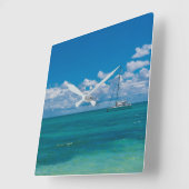 ブルートロピカルベイシースケープ スクエア壁時計 (傾斜)