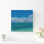 ブルートロピカルベイシースケープ スクエア壁時計 (ホーム)