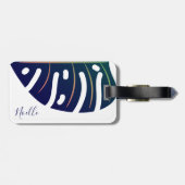 ブルートロピカルリーフ、ホワイトラゲージタグ ラゲッジタグ (裏面横)