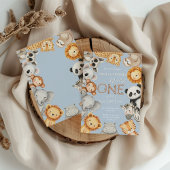 ブルートロピカルワイルドワンジャングルサファリ動物 招待状