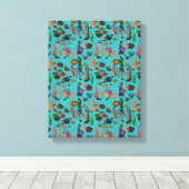 ブルートロピカル海海洋生物パラダイスウォーターカラー キャンバスプリント (インサイチュ (ウッドフロア))
