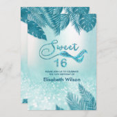 ブルートロピカル離れトレンディーシックなキラキラ 招待状 (正面/裏面)