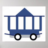 ブルートロリーカーアイコンヴィンテージ鉄道車 ポスター (正面)