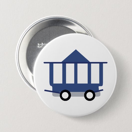 ブルートロリーカーアイコンヴィンテージ鉄道車 缶バッジ (正面&裏面)