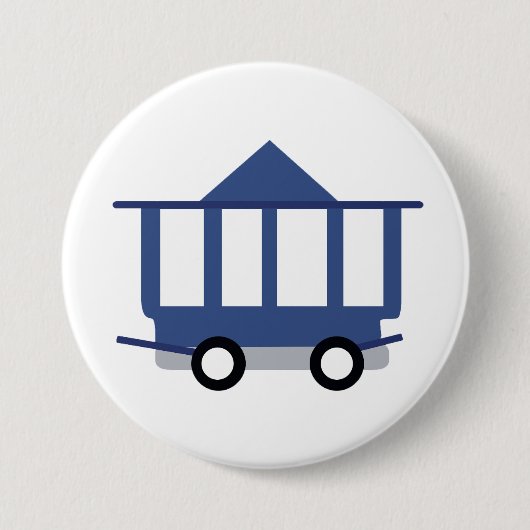 ブルートロリーカーアイコンヴィンテージ鉄道車 缶バッジ (正面)