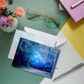 ブルートワイライトホタルグローファンタジーウッズ ノートカード