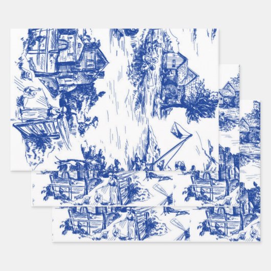 ブルートワフランスのールラウンド ラッピングペーパーシート (セット)