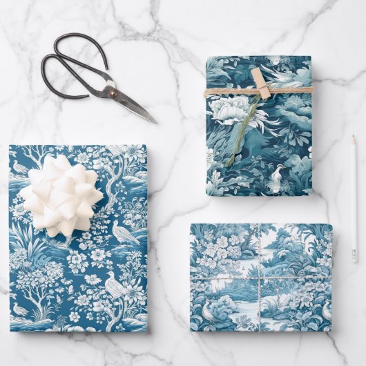 ブルートワールデジュイインスパイアフローラセット3 ラッピングペーパーシート (正面)
