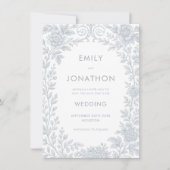 ブルートワールデジュイ縁どウェディング日付を保存 招待状 (正面)