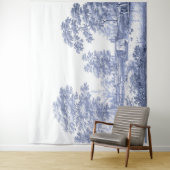 ブルートワールフランスのヴィンテージ牧歌的ブリッジボート タペストリー (インサイチュ)