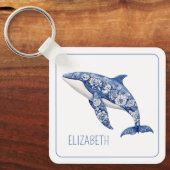 ブルートワールフローラビーチドルフィパーソナライズされたン キーホルダー (正面)