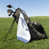 ブルートワールフローラビーチドルフィパーソナライズされたン ゴルフタオル (グリーン)