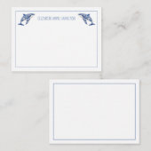 ブルートワールフローラビーチドルフィパーソナライズされたン ノートカード (正面/裏面)