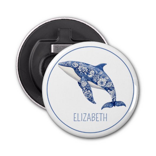 ブルートワールフローラビーチドルフィパーソナライズされたン 栓抜き (正面)