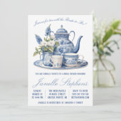 ブルートワール中国ビクトリアンティーパーティーブライダルシャワー 招待状 (スタンド正面)