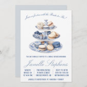 ブルートワール中国ビクトリアンティーパーティーブライダルシャワー 招待状 (正面/裏面)