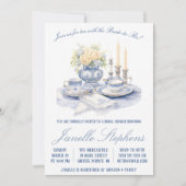 ブルートワール中国ビクトリアンティーパーティーブライダルシャワー 招待状 (正面)