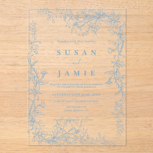 ブルートワ結婚ルの誘い アクリル招待状 (正面)