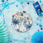 ブルートンボと花フローラ紙プレート ペーパープレート (パーティー)