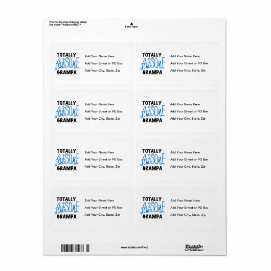 ブルートータル素晴らしグランパTシャツとギフト ラベル (フルシート)