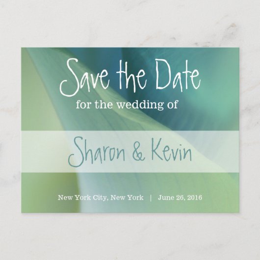 ブルートーンのロマンチックな花 – 日付を保存 案内ポストカード (正面)