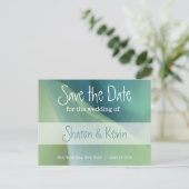 ブルートーンのロマンチックな花 – 日付を保存 案内ポストカード (スタンド正面)