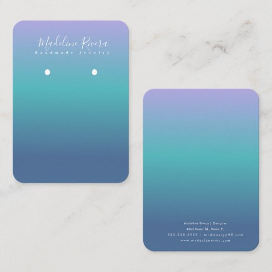 ブルートーングラデーション手作りイヤリング表示カード コーリングカード (正面/裏面)